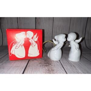 VTG MCM 60’a Pair of Glazed Kissing Angels Figurines Ornaments Christmas Japan